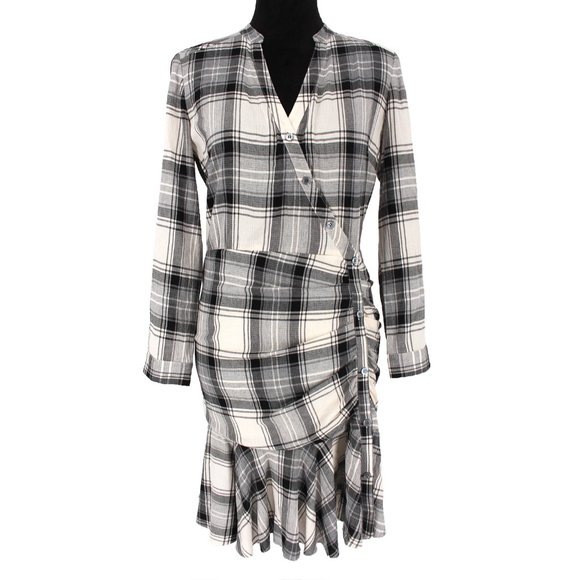 Veronica Beard Rowe Plaid Long Sleeve Dress 6 - Picture 2 of 5